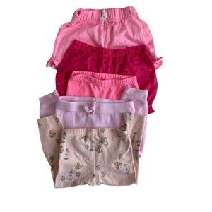 5-Piece Baby Girl Bottoms Bundle Size 6–9 Months 3 Shorts + 2 Leggings
